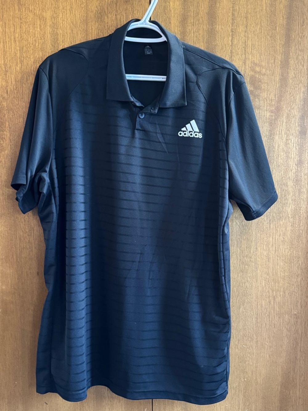 adidas Black Men's Striped Performance Polo Shirt